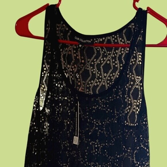 Club Z Collection Black Lace Swimsuit Cover Size Medium Feminine Flare Vacation - Picture 1 of 2